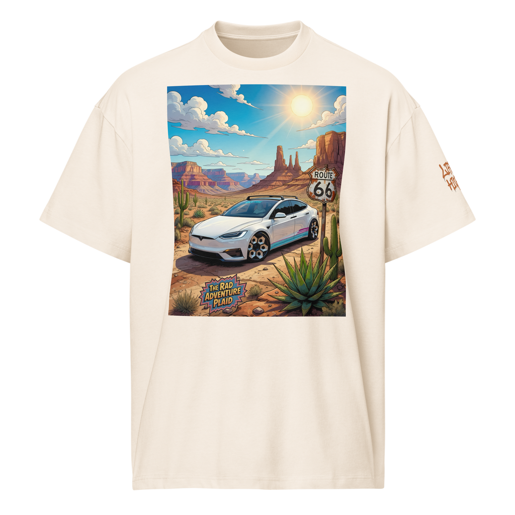 The Rad Adventure Plaid Box Tee - "Route 66 Desert Crossing"