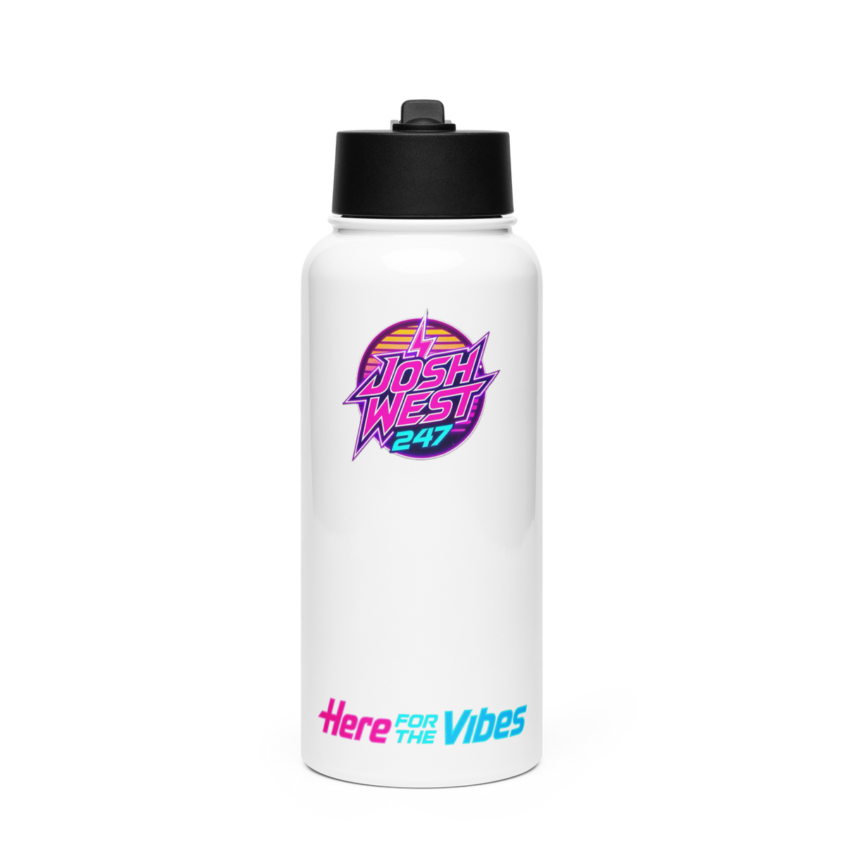 JoshWest247 Stainless Steel Water Bottle - "Here For The Vibes"