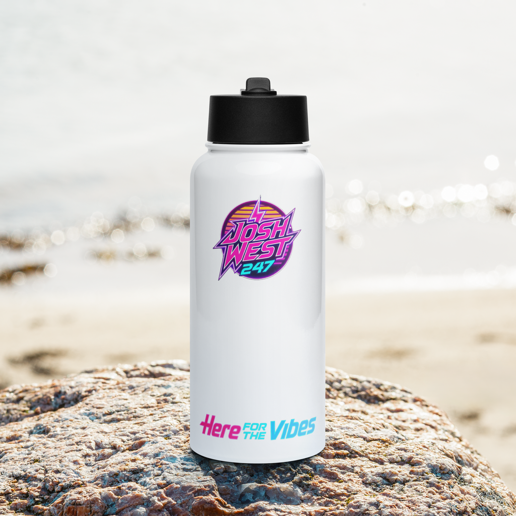 JoshWest247 Stainless Steel Water Bottle - "Here For The Vibes"