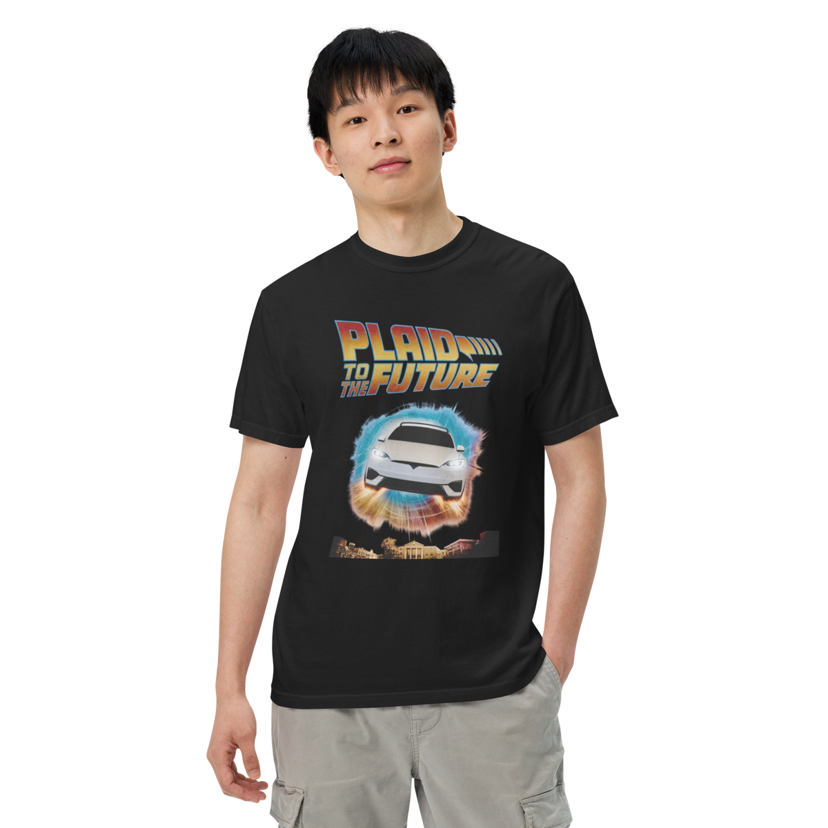 Plaid To The Future - Premium Cotton Tee