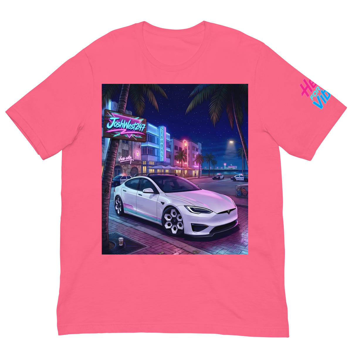 Rad Adventure Plaid T-Shirt - "Nightrun" (Miami Pink)