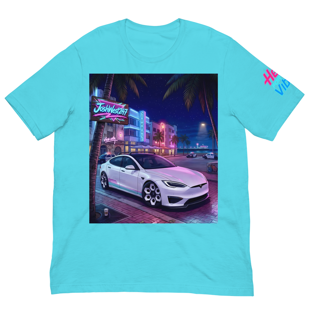 Rad Adventure Plaid T-Shirt - "Nightrun" (Cyan Blue)
