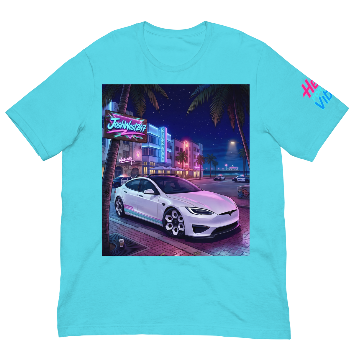 Rad Adventure Plaid T-Shirt - "Nightrun" (Cyan Blue)