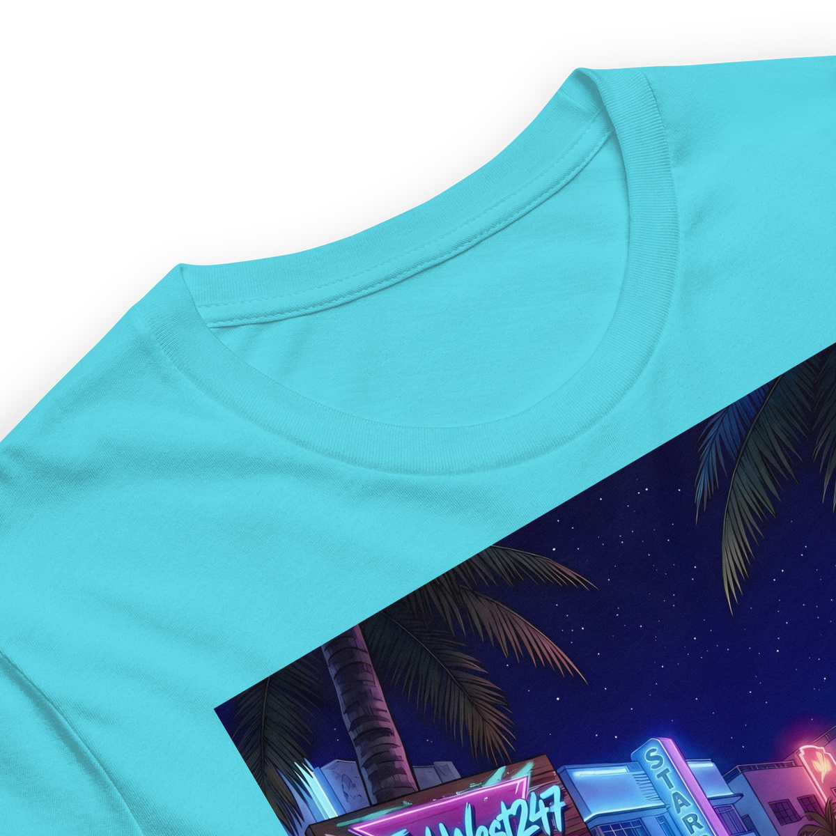 Rad Adventure Plaid T-Shirt - "Nightrun" (Cyan Blue)