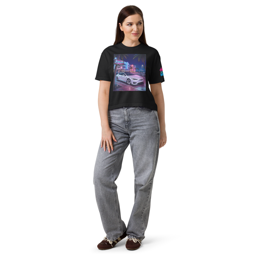 Women’s Rad Adventure Plaid Ultra-Premium Boxy Tee "Night Run"