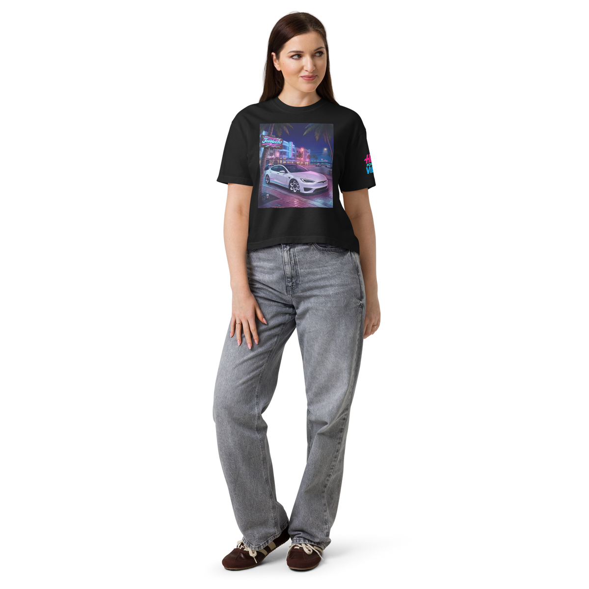 Women’s Rad Adventure Plaid Ultra-Premium Boxy Tee "Night Run"