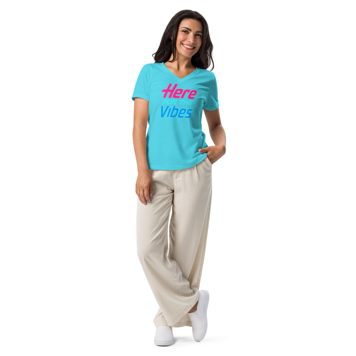 Classic Women’s JoshWest247 V-neck Tee "Here For The Vibes"